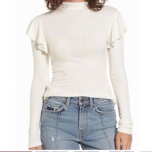 bp. Ribbed Flutter Shoulder Top